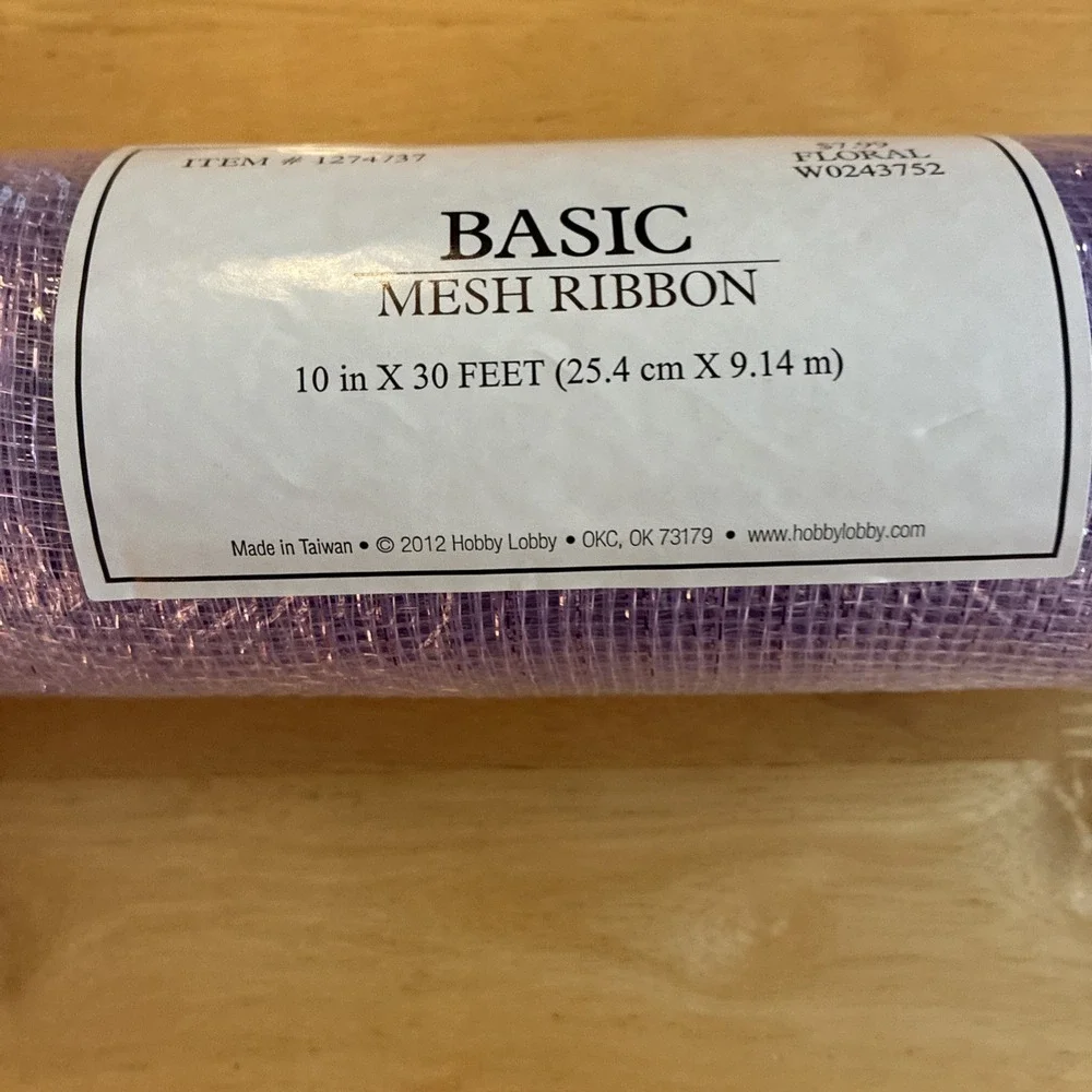 Hobby Lobby Mesh Ribbon White Lavender Iridescent  Lot Of 2 Craft